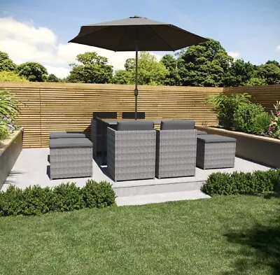 Rattan Garden Dining Set 8 Seater In Grey • £699.95