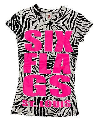 Vintage Women’s/Girls Six Flags T Shirt Zebra Print Size Small St Louis Missouri • $23