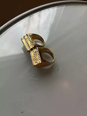 2 Mens Large Nugget Square Ring Lot Yellow Gold Color Size 9 And 10 • $23.78