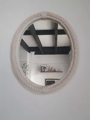Nautical Inspired White Rope Oval Mirror . 15   X 12  .  • £39.95