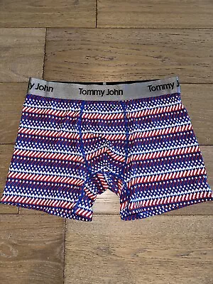 TOMMY JOHN Second Skin 4-inch Trunks  In Red/blue/white Zigzag L • $20