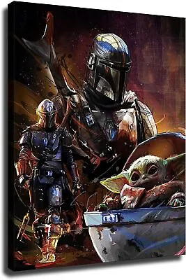 The Mandalorian Baby Yoda Poster HD Printed Star Wars Movie Prints On Canvas • $14.90