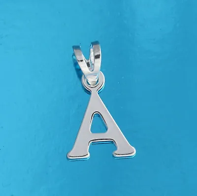 Solid 925 Sterling Silver Letter Initial Pendant Charm Necklace Jewellery • £6.89