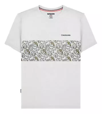 Lambretta Mens White Paisley Panel Casual Smart Retro Casual T-Shirt • £9.99