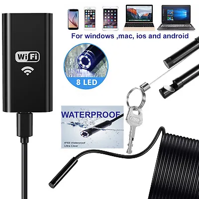 $23.99 • Buy 1M 8LED WiFi Borescope Endoscope Snake Inspection Camera For IPhone Android IOS