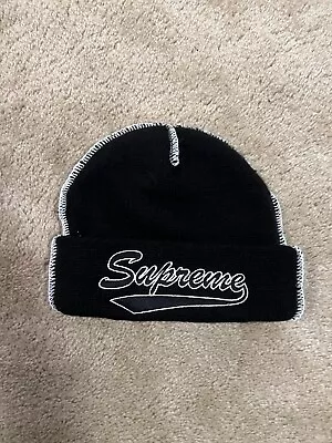 Supreme Contrast Stitch Beanie Hat Black FW22 • $55