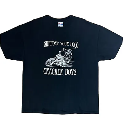 Vintage Motorcycle Club Shirt XL Black 90s Support Your Loco Cracker Boys Punk • $24.99