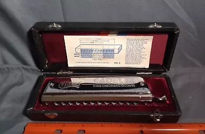 Vintage Huang Cadet 12 Harmonica 3 Chromatic Octaves Instrument With Music Case  • $19.95