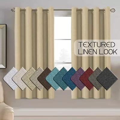 H.VERSAILTEX Linen Curtains Room Darkening Light Blocking Thermal Insulated Heav • $55.98