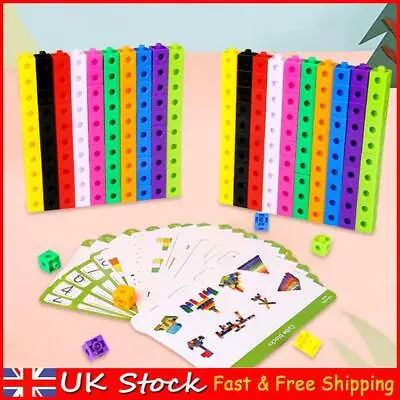 100 Piece Linking Cubes Set Improve Math Skills Counting Blocks For Boys Girls • £9.29