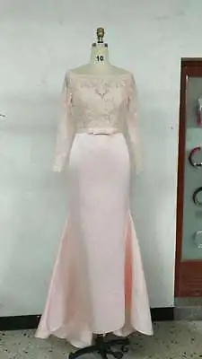 Brand New Pink Lace Long Sleeves Long Prom Dress Pageant Gown Size 6-12 • $155