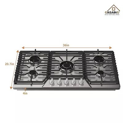 Gas Cooktop 30/36 Inch With 5 Sealed Burners In Stainless Steel Built-in Stovet • $310.99