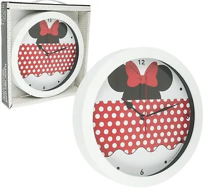 Round Plastic Decor. Wall 10  Clock DISNEY MINNIE MOUSE EARS white FrameBIO • £14.47