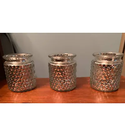 Set Of Three Mercury Glass Candle Jars.  3.5   Tall • $10