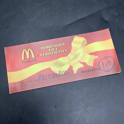 McDonalds Booklet Of 5 Paper Gift Certificate 2005 Coupon • $15.90