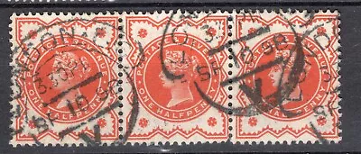 GB QV 1/2d Vermilion With Hooded London E C V 1898 Postmark Strip Of Three • £3.50
