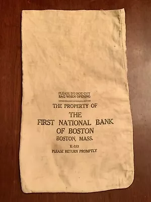 Boston Mass. First National Bank Of Boston Money Bag * 18 X 11 Inches • $7.99