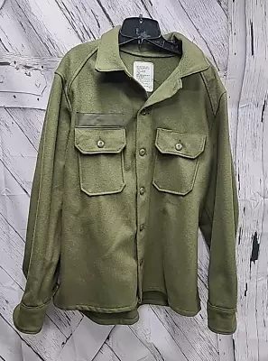 Vintage US Military Army Olive Green Cold Weather Wool Field Shirt Size XL • $39.99