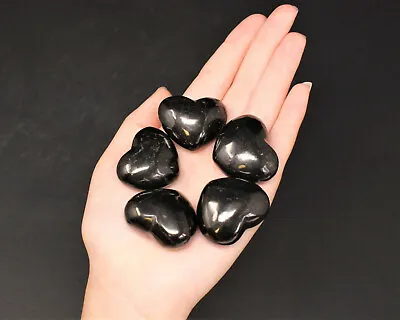 Shungite Puffed Heart 1.25  (Crystal Heart Puffed Stone Heart Gemstone Heart) • $9.75