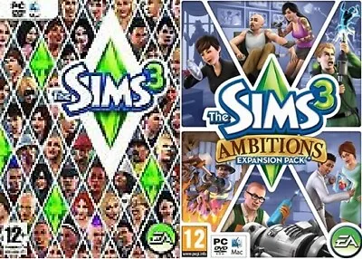 £5.80 • Buy The Sims 3 Main Game + Ambitions Careers Pack Pc Mac ~ Dvds, Manuals,serial Nums