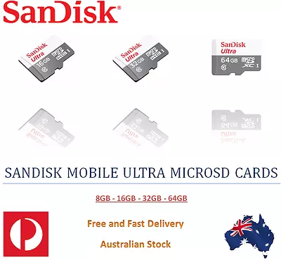 ORIGINAL SANDISK Mobile Ultra MicroSD Card 8GB 16GB 32GB 64GB Mobiles & Tablets • $27.49