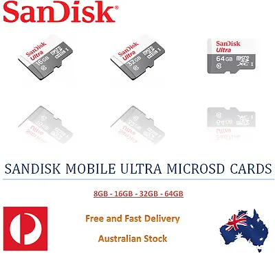 Sandisk Mobile Ultra MicroSD Card 8GB 16GB 32GB 64GB Mobiles & Tablets + Reader • $18.99