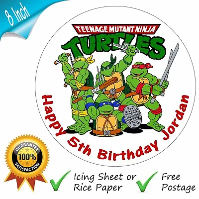 £5.75 • Buy Round Teenage Mutant Ninja Turtles Personalised Printed Cake Topper
