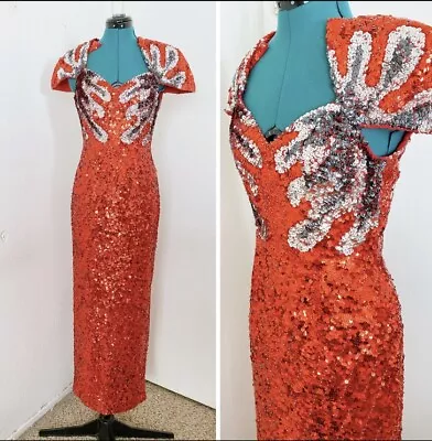 Red Shiny Silk Formal Gown By Alyce Designs Size 10 • $120