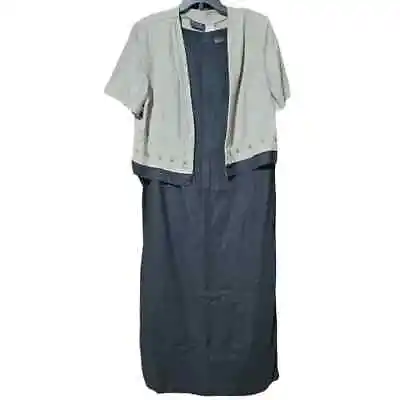 M.H.M Melissa Harper Women's Size 16 Linen Blend Maxi Dress Short Sleeve • $24.99