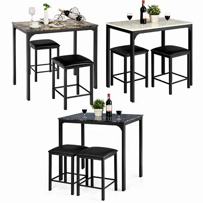 £86.99 • Buy 3PCS High Table & Chair Set Bar Kitchen Dining Breakfast Furniture Padded Stools