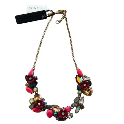 NWT J. Crew Statement Necklace Flowers Stones Crystals • $19.97