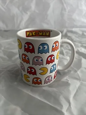 Vintage White Pac-Man & Ghost Arcade Coffee Mug (Bandai Ceramic) • $9