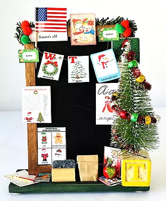 Miniature Christmas Display School Classroom Blackboard Decorations Tree US Flag • $33.74