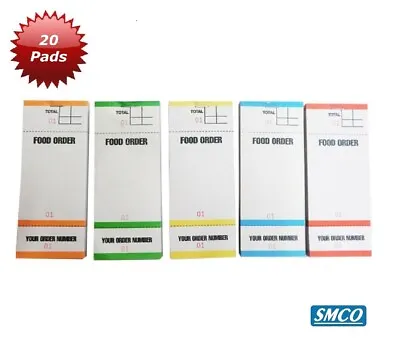 FOOD ORDER PADS 100 Sheets COLOURED Bar Restaurant Waiter WITH TEAR OUTS BF84 • £7.25