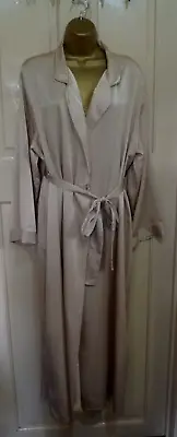 Vintage Style M&s Almond Silky Shimmery Polyester Long Negligee Robe Sz 12-14 • £3