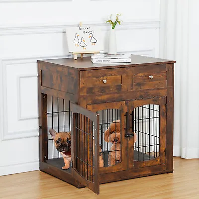 31.5 Inch Dog Crate Furniture Small/Medium Dog Pet Cage End Table Wooden Kennel • $166.99
