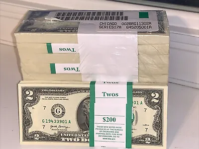 Pack Of (40) NEW $2 Bills Unc Consecutive Serial# Two Dollar REAL MONEY 🇺🇸 • $119.95