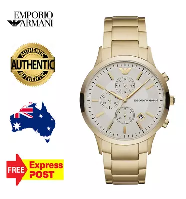 New Emporio Armani Renato Ar11332 All Gold Chronograph Quartz Mens Watch • $269.99