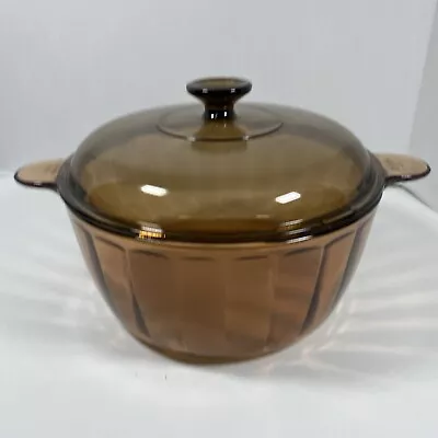 Amber Corning Ware Vision 5 QT 4.5 L Dutch Oven Stock Pot Ribbed With Gass Lid • $39.97
