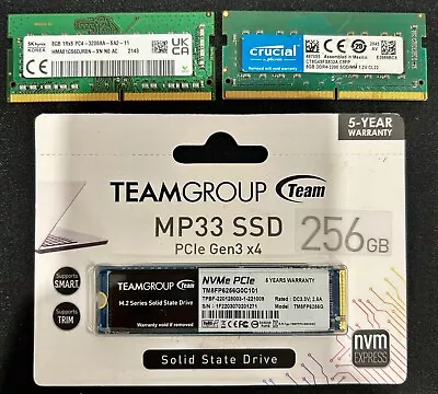 2x 8GB (Total 16GB) DDR4 3200MHz Laptop RAM & A New 256GB NVMe SSD • $80