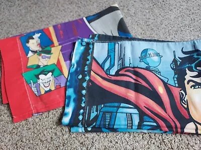 Vintage Lot 2 Superman & Batman Standard Pillowcase Superhero & Emblem DC Comics • $16.99