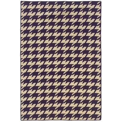 Riverbay Furniture 5' X 8' Hand Woven Houndstooth Wool Rug In Purple • $97.09