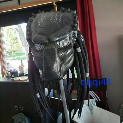 US STOCK Predator Alien Vs Predator Mask Helmet W/ Braid Halloween Cosplay Props • $31.88