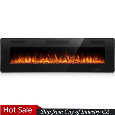 60''Electric Fireplace Recessed Wall Mounted Fireplace Heater Ultra Thinfrom CA • $202.99