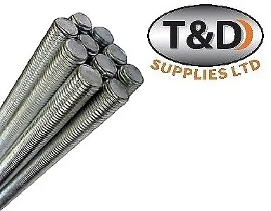 1MTR & 300mm FULLY THREADED METRIC BAR STUDDING ROD STEEL ZINC PLATED BZP  • £10.50