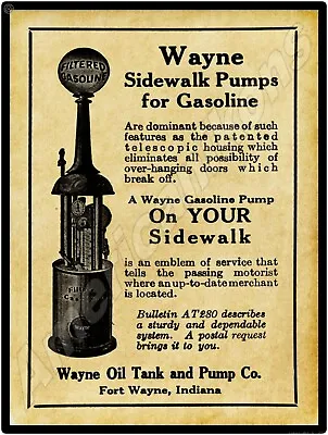 1919 Wayne Visible Gas Pumps Of Ft. Wayne Indiana New Metal Sign: Large Size • $33.88