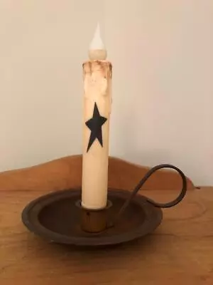 7  Battery Operated Wax-dipped Stenciled Taper Candle ~ 6 Hour LED Timer ~ • $6