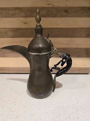 Antique Vintage Islamic Bedouin Copper Brass Tin Dallah Coffee Pot 9  • $98.75