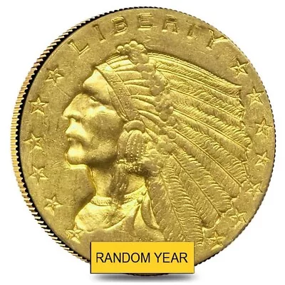 $2.5 Gold Quarter Eagle Indian Head - Polished Or Cleaned (Random Year) • $397.58