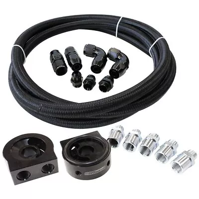 Aeroflow Oil Cooler Line Kit - 3m Braided Hose And Uni Oil Filter Sandwich Plate • $391.22